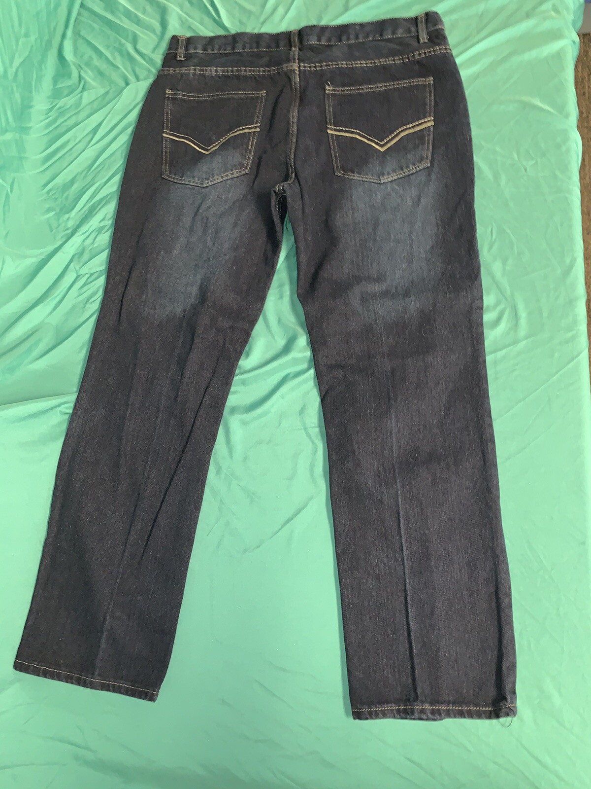 A7 STITCHES & RIVETS MENS BLUE DENIM JEANS 36x28.5” E… Gem