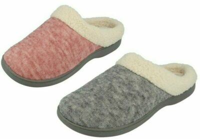 LADIES SO COMFY FLEECE LINED WINTER LOUNGE HOUSE INDOOR MULE SLIPPERS TARA  SIZE UK