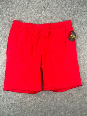NWT Athletic Works Sweat Shorts Mens Large Red Fleece Pull On Drawstring A2