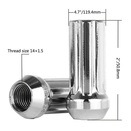 32pcs Chrome 7 Spline Thread 14mmx1.5 Lug Nuts + 2 Keys For Jeep Grand Cherokee - Picture 5 of 5
