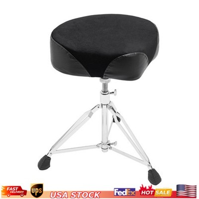 Drum Throne Thick Padded Seat Drummers Stool Guitar Chair w/ Height Adjust Black