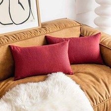 12x20 Red Pillow Covers Decorative Linen Accent 20" x 12" Pack of 2 Wine Red