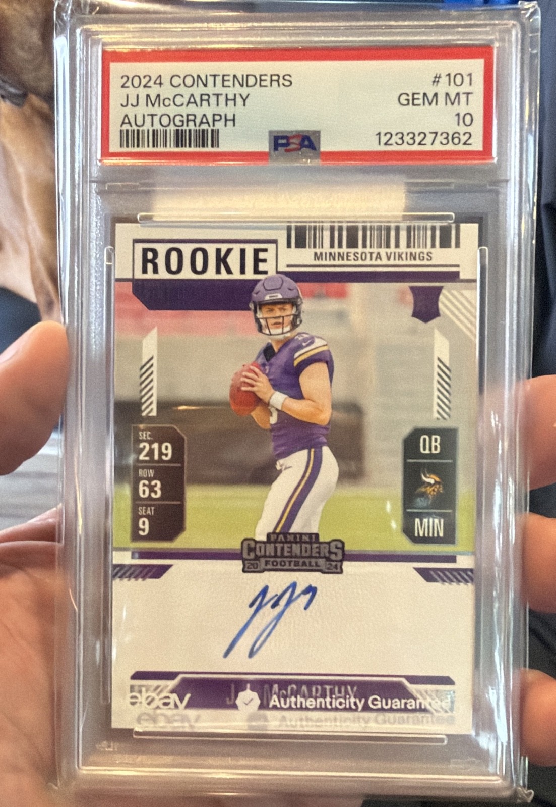JJ McCarthy Panini Contenders #101 Autograph