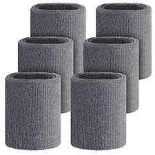 6 Pcs 4 Inch Wrist Sweatbands Tennis  Gymnastics Wristbands for Grips  Gray