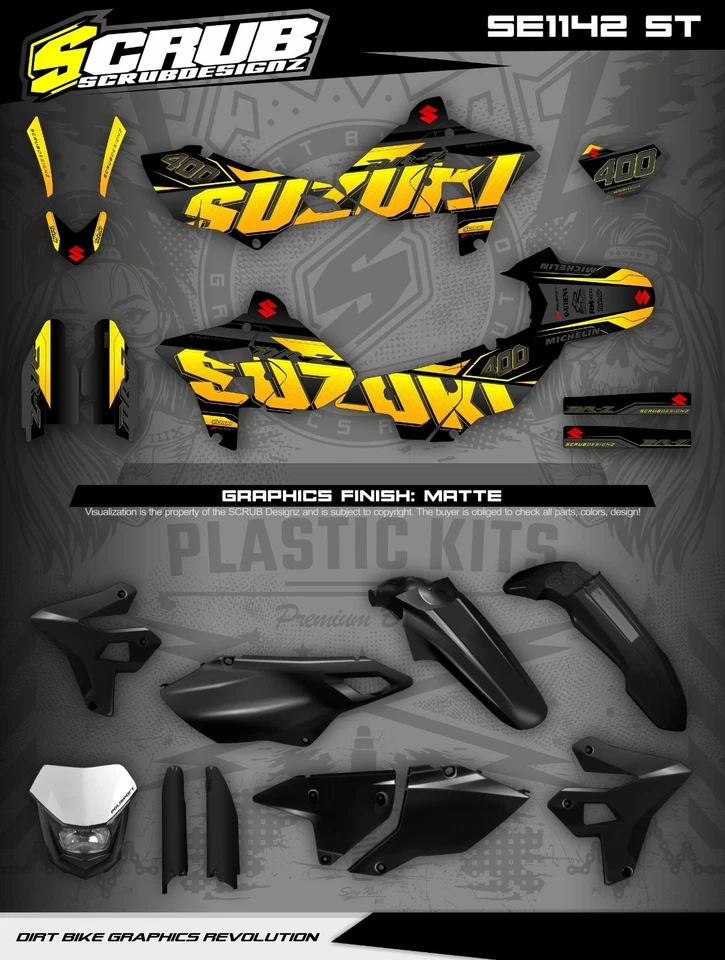 Polisport restyle Plastics + Graphics Suzuki DRZ400 SM Supermoto DR-Z 1999-2024 - Image 2 of 4