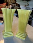 New Listing2 Vintage McCoy USA Pottery Vases Yellow Scalloped Edge MCM 7 1/4” Tall
