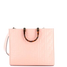 Fendi Sunshine Shopper Tote Zucca Embossed Leather Medium