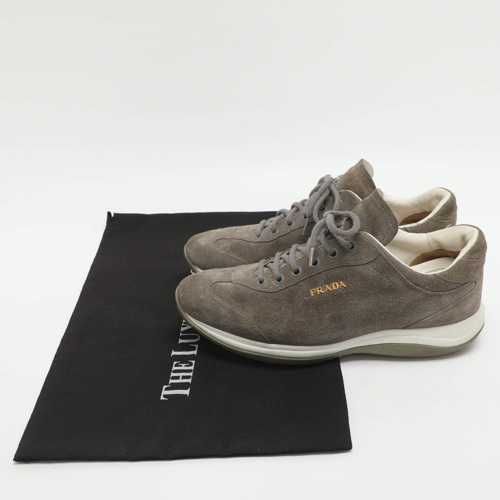 Prada Size 37 Grey Suede Low Top Sneakers thumbnail 9