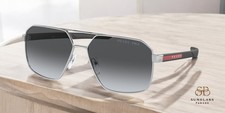 PRADA PS 55WS 1BC06G Silver Polar Grey Gradient Polarized 60 mm Men's Sunglasses