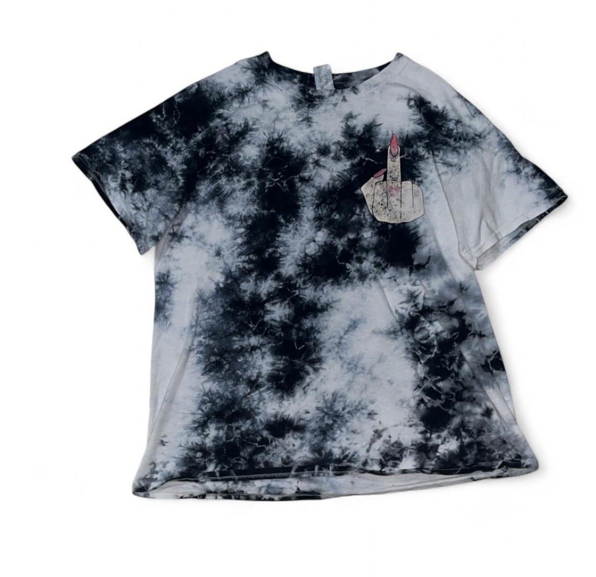 Black & White Tie-Dye Graphic Tee | Size Large | Skater Grunge Bold