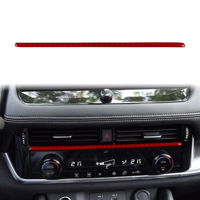 For Nissan Rogue X-Trail 2021-25 Red Carbon Fiber Console AC Climate Panel Trim