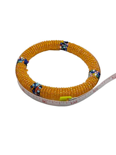 Yellow Orange Seed Bead Bangle Bracelet Colorful Handmade Boho Festival Jewelry - Picture 7 of 7