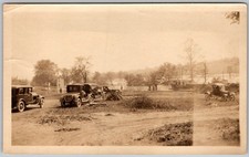 Vtg B&W Snapshot Antique Cars In Rural Setting 1920s