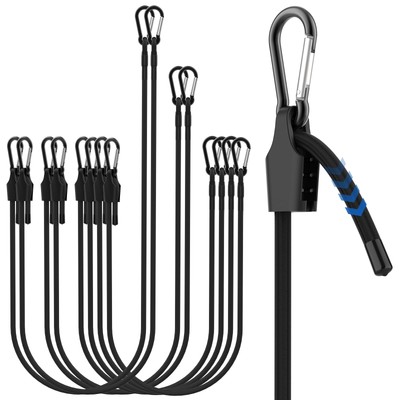 8 Pcs Adjustable Bungee Cord with Hooks 3 Sizes, 24'' 48'' 72'' Black Super Elas...