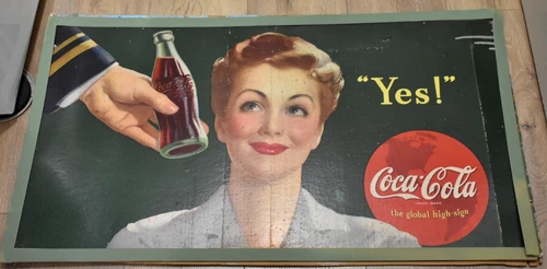 Vintage, Original, 1940's, Coca-Cola, Coke, Soda Cardboard Sign Yes! 36" X 20"