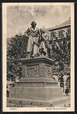 Hanau, Brüder Grimm-Denkmal, Ansichtskarte 1918 