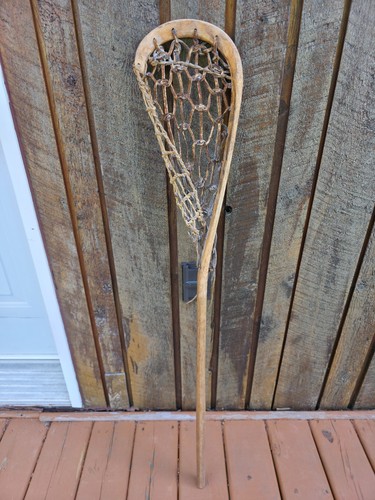 Great Old VINTAGE Wooden Lacrosse Stick Handcrafted Measures 43" x 8"