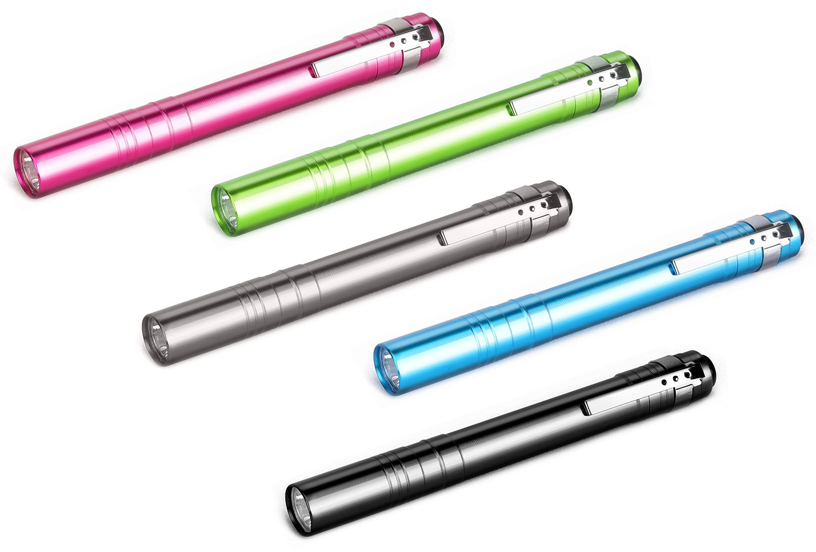 5-Pack Aluminum LED Penlight Set with Pre-Installed Batteries