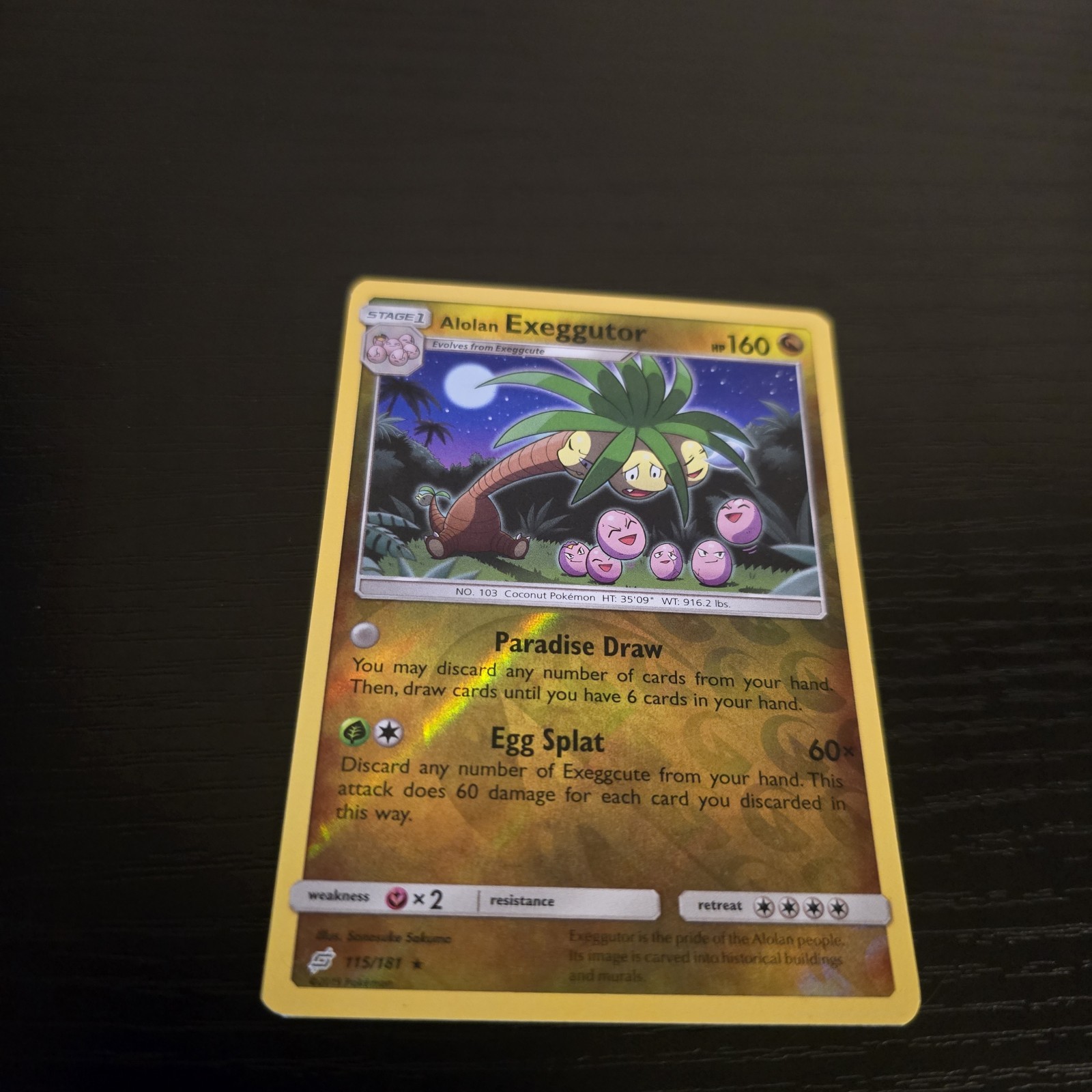 Alolan Exeggutor (115) Reverse Holo Rare SM - Team Up 115/181 NM Pack Pulled