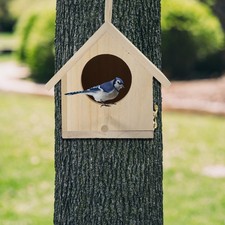 Gelbes Vogelnest aus Holz robust dekoratives Ornament für Zuhause und Party