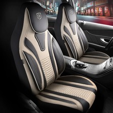 Sitzbezüge (Pilot) passend für Nissan Pathfinder in Beige-Schwarz mit Tasche