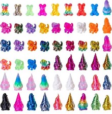 120PCS Mini 3D Printed Animals Figurines,Rainbow Gradient Animal Pack,Desk Pets