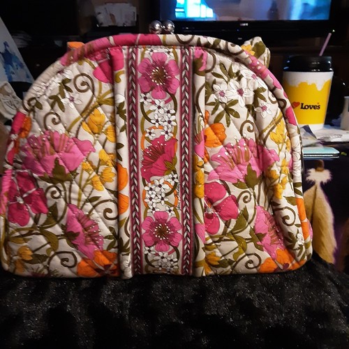 Vera Bradley Eloise Tea Garden Print Shoulder Bag Purse Kiss Lock Clasp Floral