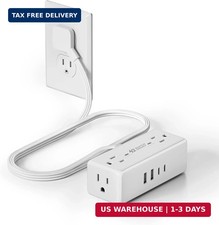 3Ft Extension Cord with Multiple Outlets, Flat Plug Surge Protector Power Strip