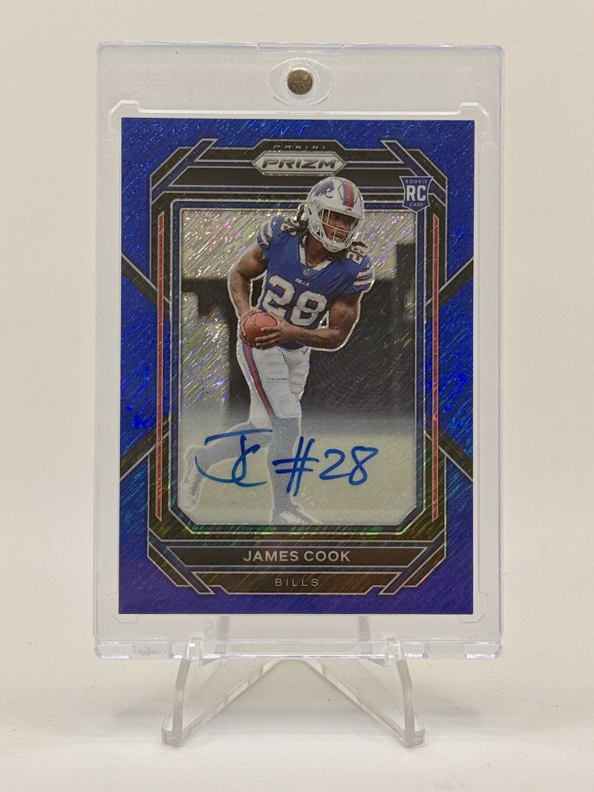 2022-23 Prizm James Cook #319 FOTL Blue Shimmer Prizm /25 ROOKIE AUTO