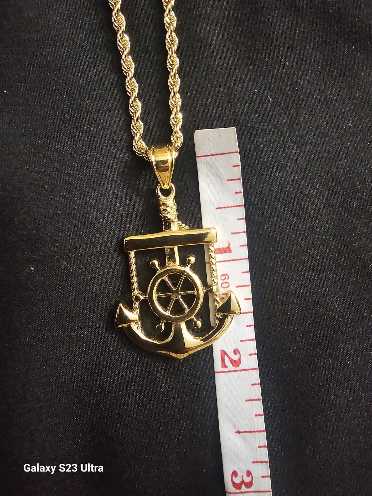 18in. 14K-Gold-Plated brass-1.9mm Rope Chain w/Nautical Anchor Charm Pendant image 4