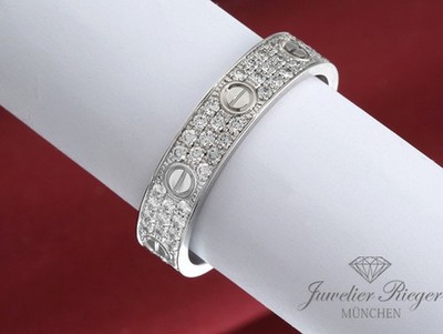 Cartier Ring Love Kleines Modell Weissgold 750 Diamanten ca. 0,31 ct Gr 60 Gold
