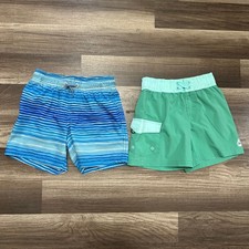 Boys Swim Trunks Sz 4-5 Blue Green Beach Pool Kid Bundle Coastal Summer Vacation