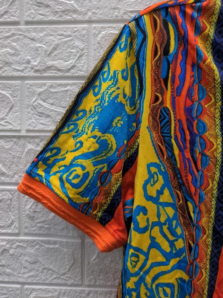 Nuevo Top Coogi Australia Estampado Algodón Jersey Botones Manga Corta Talla S Foto 4 de 4