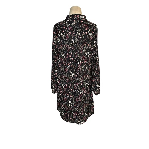 Lila Rose schwarzes geblümtes Langarm Minikleid Gr. 8 - Bild 2 von 17