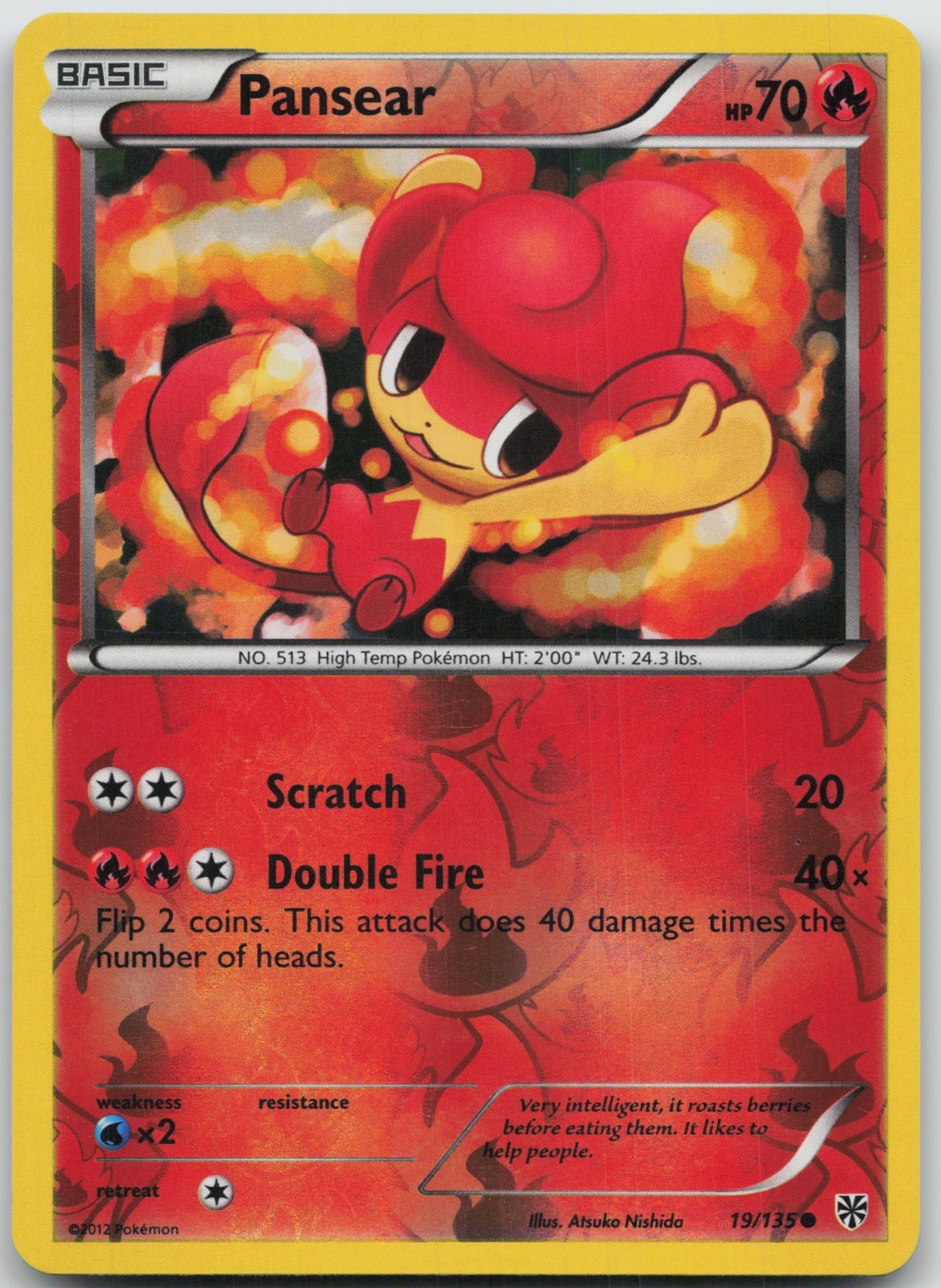 Pansear 19/135 Common Plasma Storm Pokemon Reverse Holo LP/MP