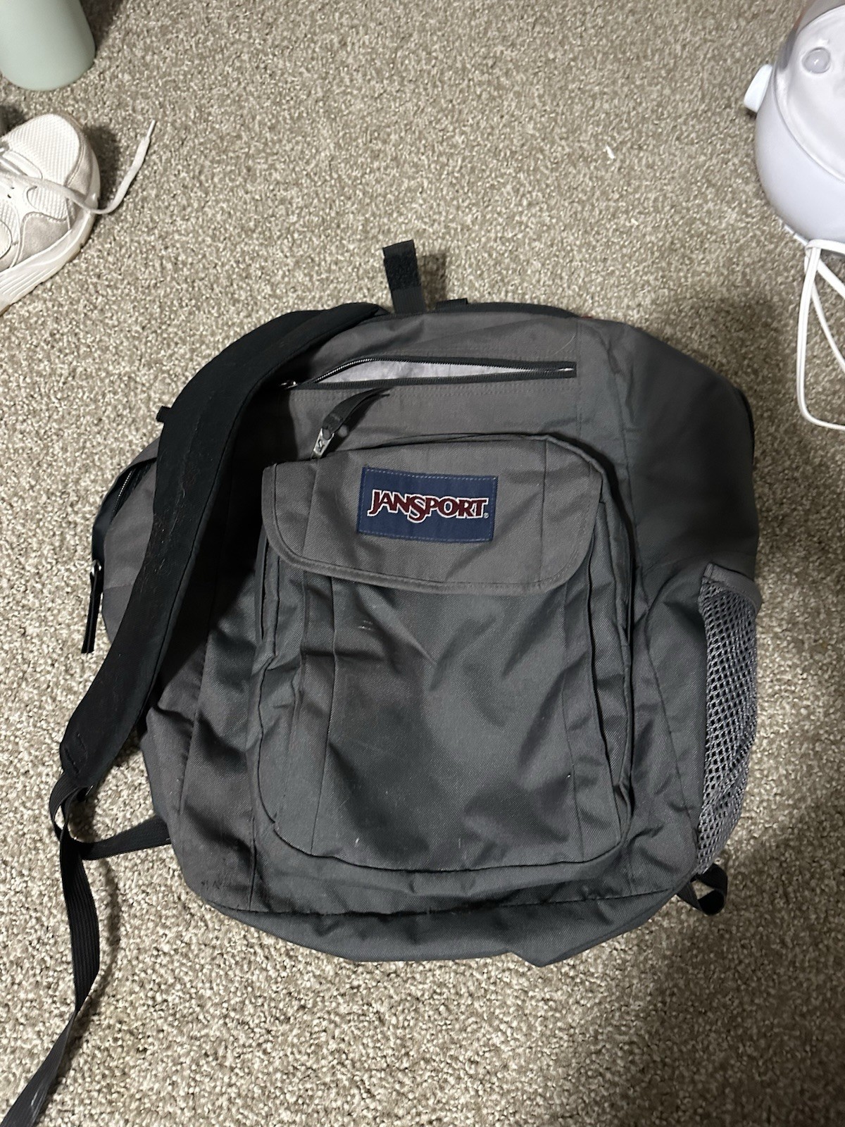 Gray Jansport 5 Pocket Backpack + Laptop Sleeve + Water Bottle Holder