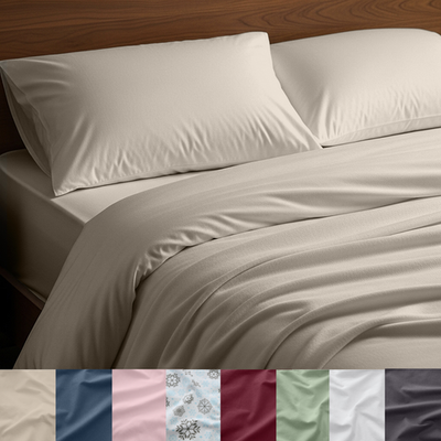 #ad Mellanni 100% Cotton Flannel Sheet Set w Deep Pockets Breathable amp; Warm 160GSM $58.97
