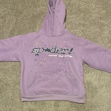 Spyder Girls Purple Pullover Hoodie M Graphic Print Sparkly Stars Spider