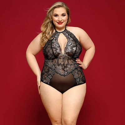 PRECIOUS METAL Plus Black Lace Lingerie Set
