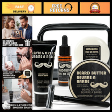 6PCS Beard Grooming Kit, Sandalwood Shaving Set, Men's Grooming Essentials