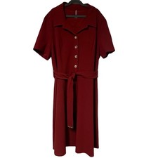 Tommy Hilfiger Womens Red Belted Dress Gold Toned Hardware Size 14