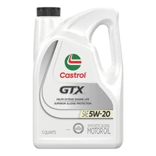 Castrol Gtx 5W20 Synthetic Blend Motor Oil 5 Quarts Advanced Engine Protection