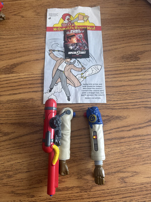 McDonalds Happy Meal Toys 1999 Set/2 Inspector Gadget L/R-Arms Vintage w/ HM Bag