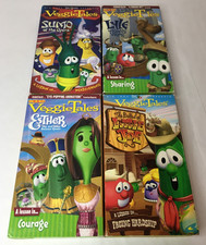 Lot of 4 VeggieTales VHS Green Tapes Vintage Kids Christian - Music Songs VEGGIE