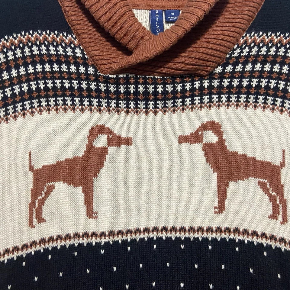 Janie And Jack Boys Fair Isle Dog Sweater Size 10 Brown And Black - Image 4 of 4