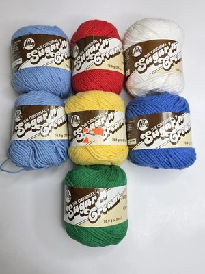 Lily Sugar'n Cream The Original Cotton Worsted Yarn Cotton Mixed Lot of 7 NEW - Image 1 of 4