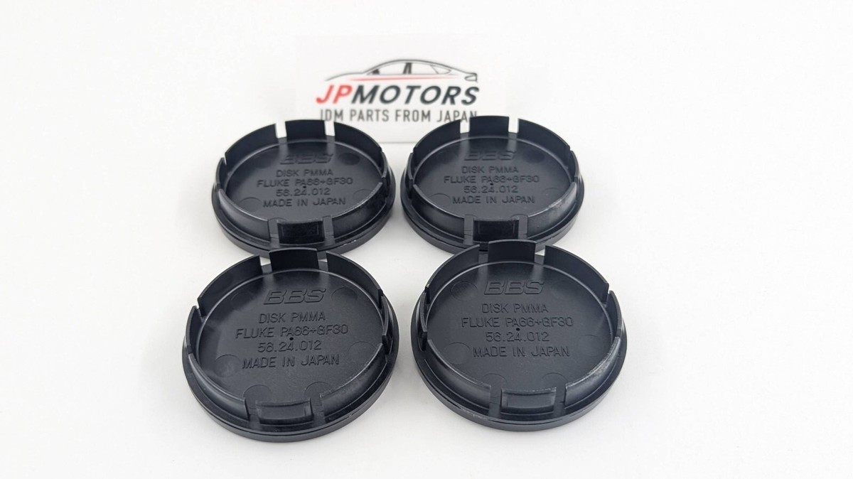 BBS Wheel Center Caps 56mm Genuine Emblem Black Gold 3D Logo