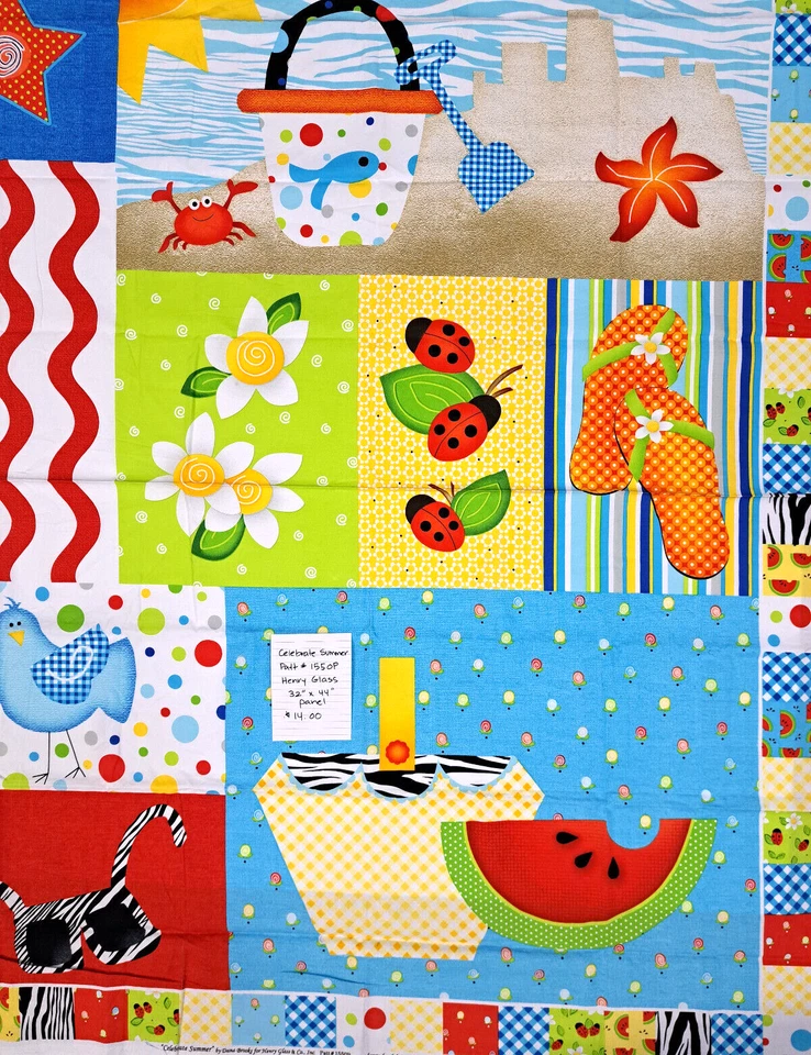 Panel de tela de playa Celebrate Summer 1550P Henry Glass acolchado retazos de algodón Foto 4 de 4