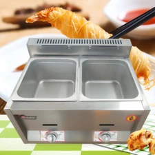12L Commercial Propane Deep Fryer 2 Wells Countertop Gas Fryer Stainless Steel