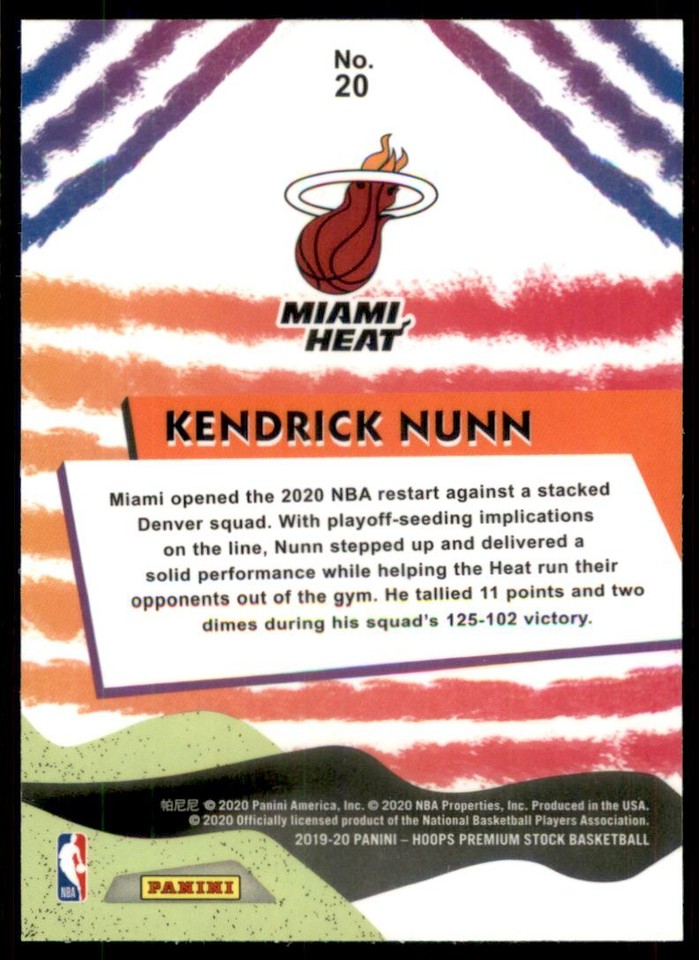 201920 Hoops Premium Stock We Got Next 20 Kendrick Nunn eBay